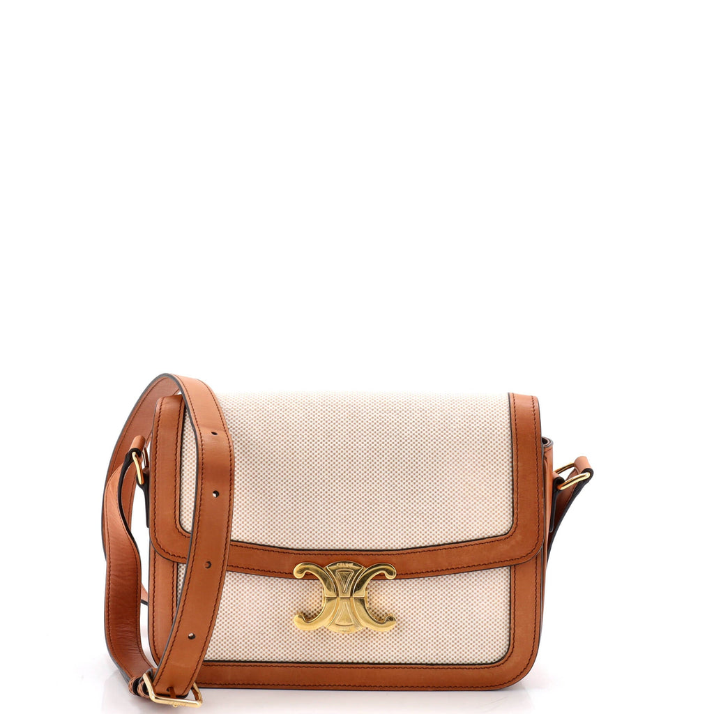 Triomphe Shoulder Bag Canvas with Leather Medium