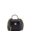 CC Bubble Top Handle Vanity Case with Chain Quilted Lambskin Small
