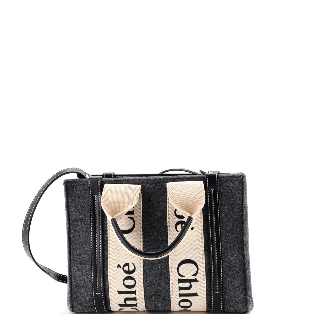Woody Tote Recycled Felt with Leather and Canvas Small