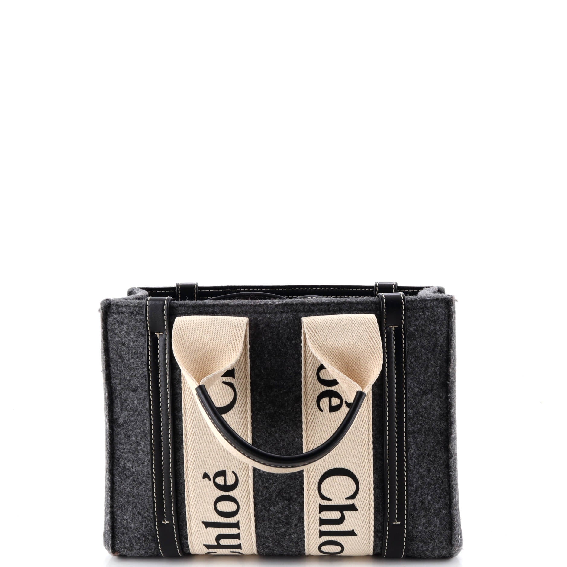 Woody Tote Recycled Felt with Leather and Canvas Small