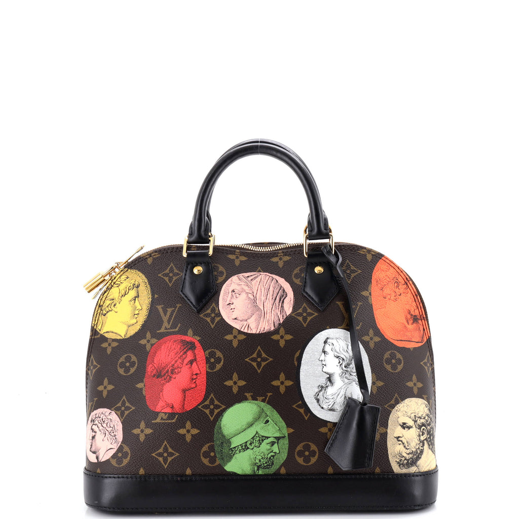 Alma Handbag Limited Edition Fornasetti Cameo Monogram Canvas PM