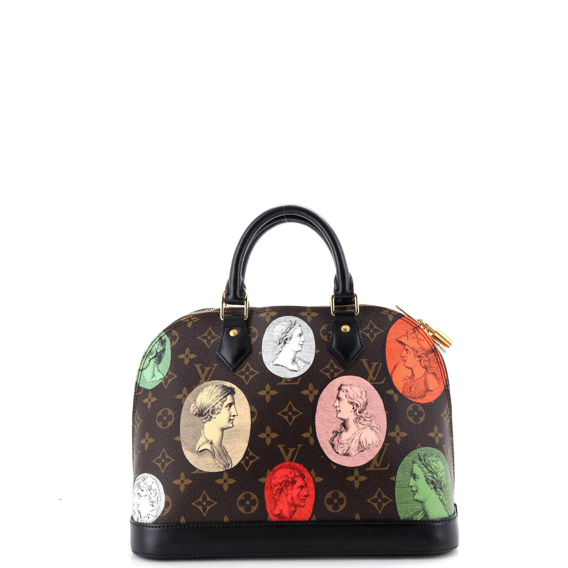 Alma Handbag Limited Edition Fornasetti Cameo Monogram Canvas PM