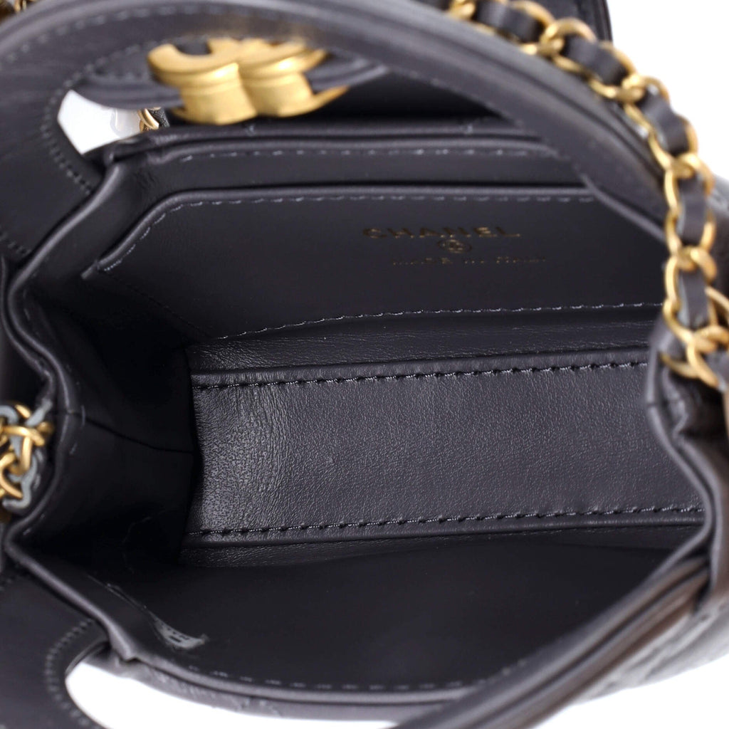 Kelly Top Handle Shopping Bag Quilted Shiny Aged Calfskin Nano
