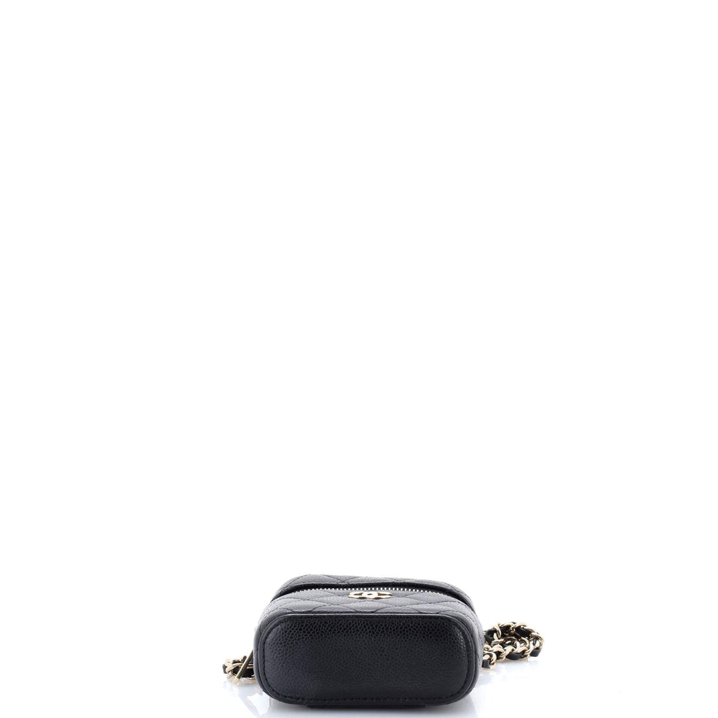 Handle with Care Vanity Case with Chain Quilted Caviar