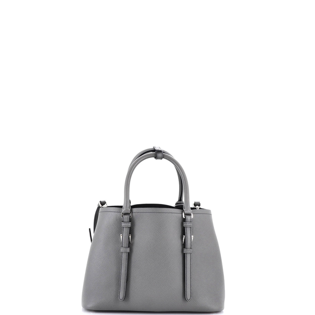 Belted Strap Cuir Double Tote Saffiano Leather Small