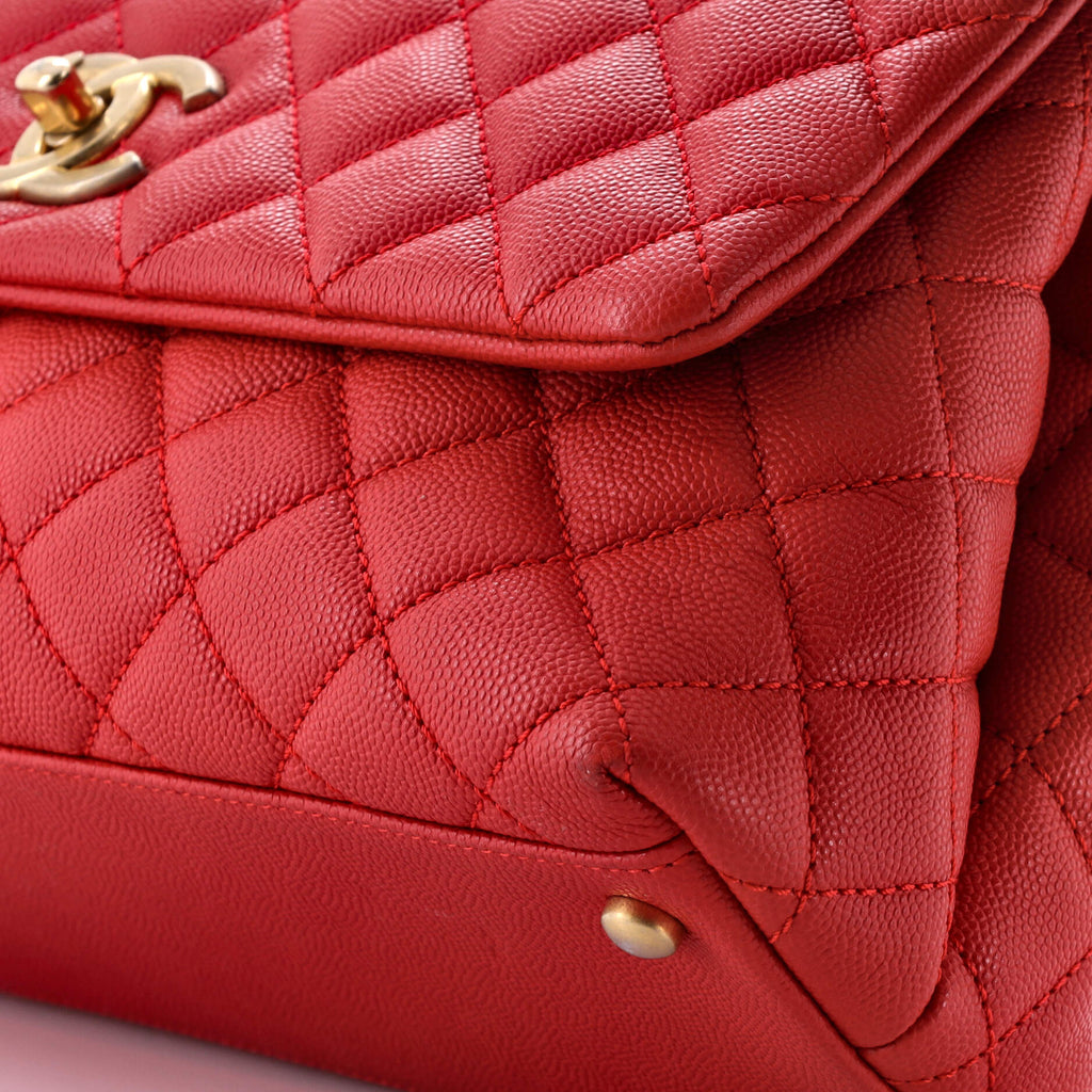 Coco Top Handle Bag Quilted Caviar Small