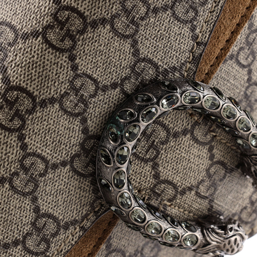 Dionysus Bag GG Coated Canvas with Crystal Embellished Metal Small