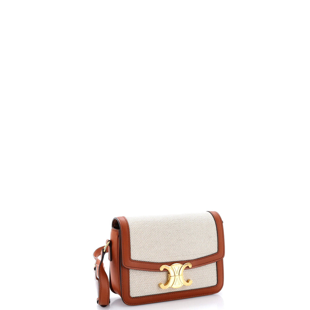 Triomphe Shoulder Bag Canvas with Leather Teen
