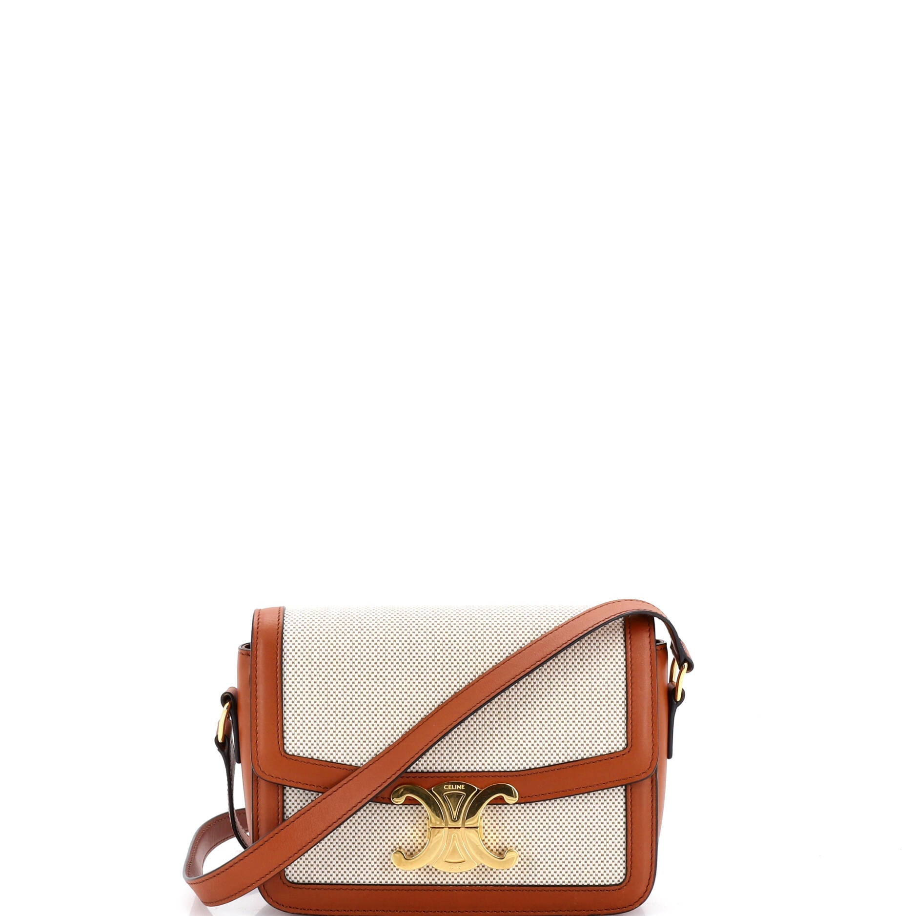Triomphe Shoulder Bag Canvas with Leather Teen