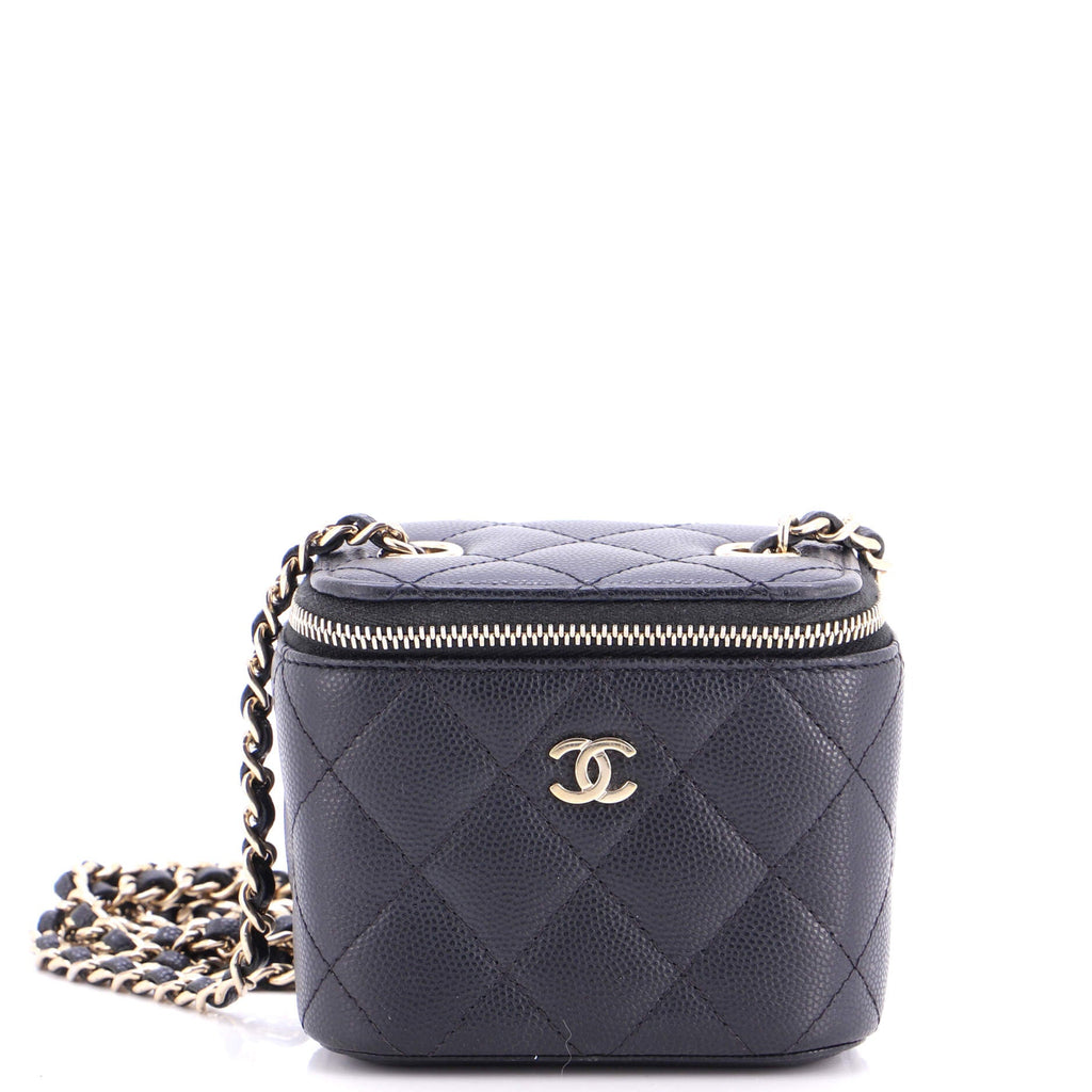 Classic Vanity Case with Chain Quilted Caviar Mini