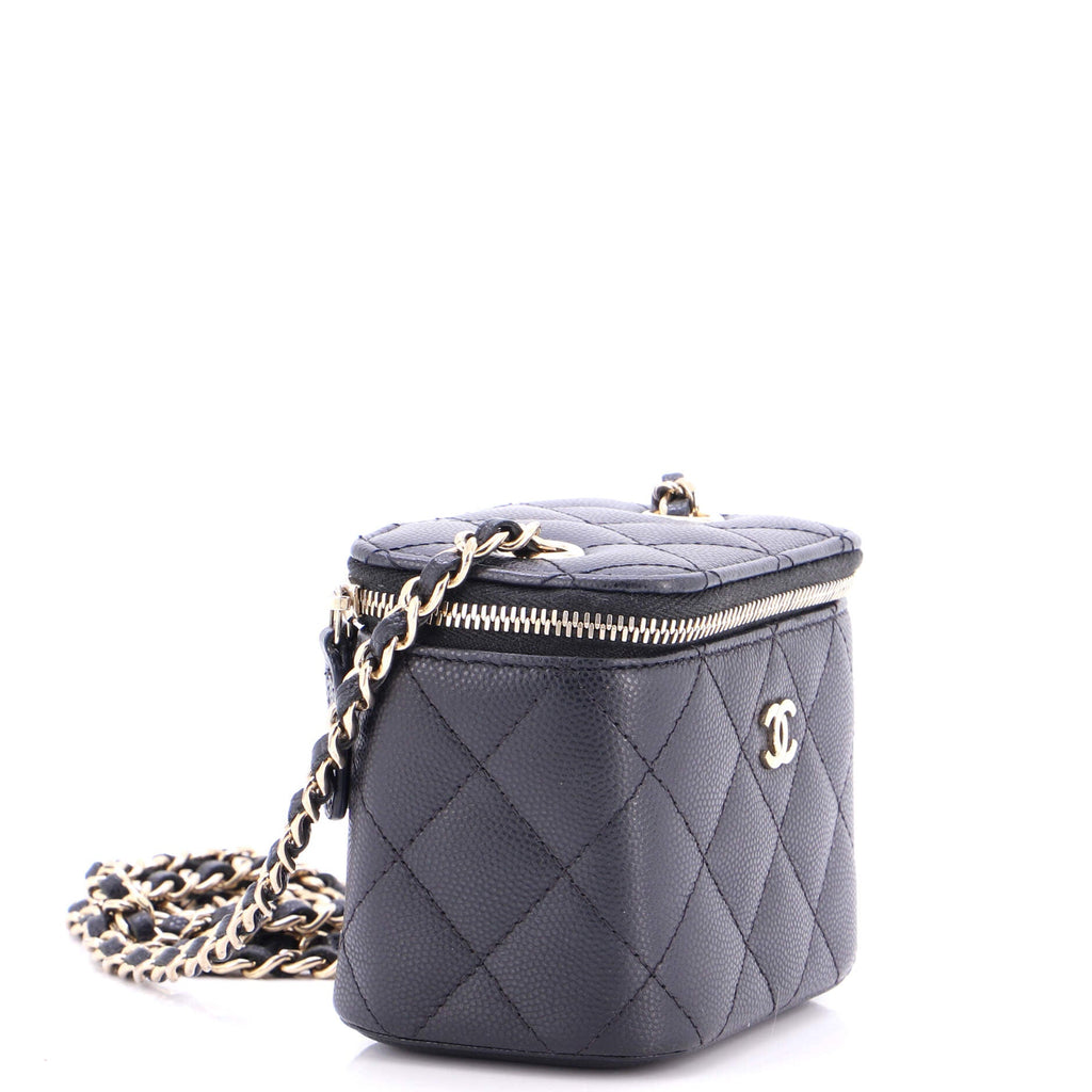 Classic Vanity Case with Chain Quilted Caviar Mini
