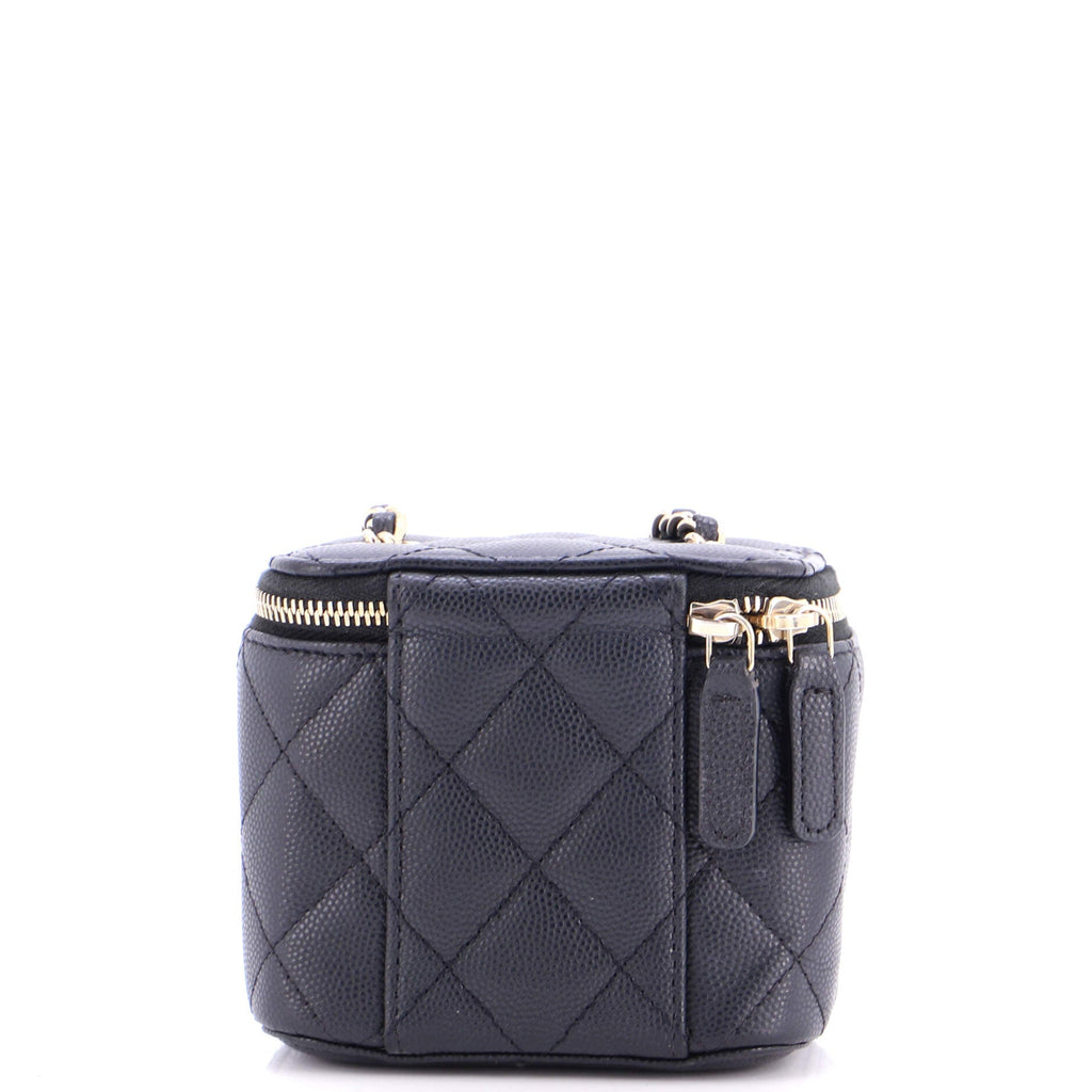Classic Vanity Case with Chain Quilted Caviar Mini