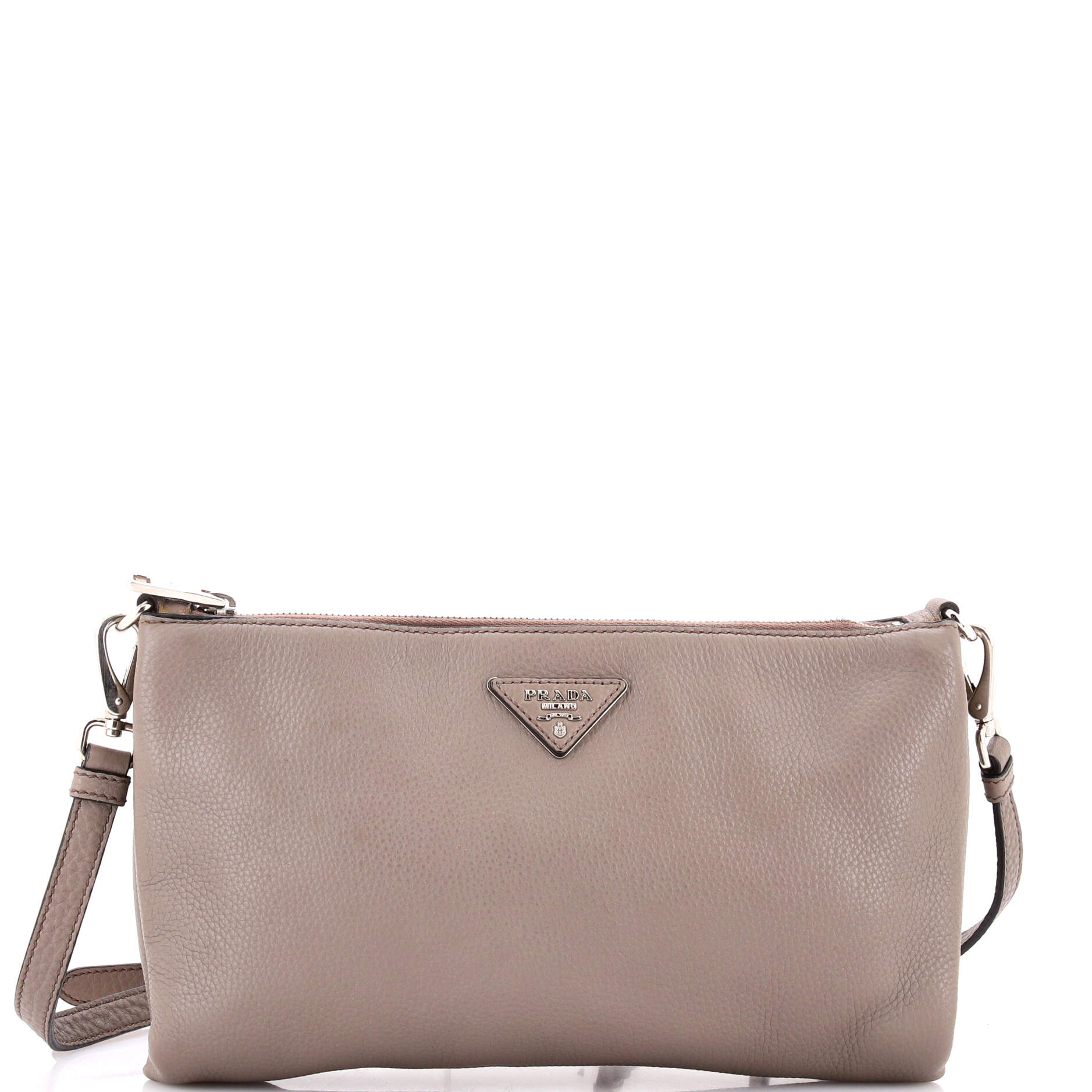 Flat Zip Crossbody Bag Vitello Daino Mini