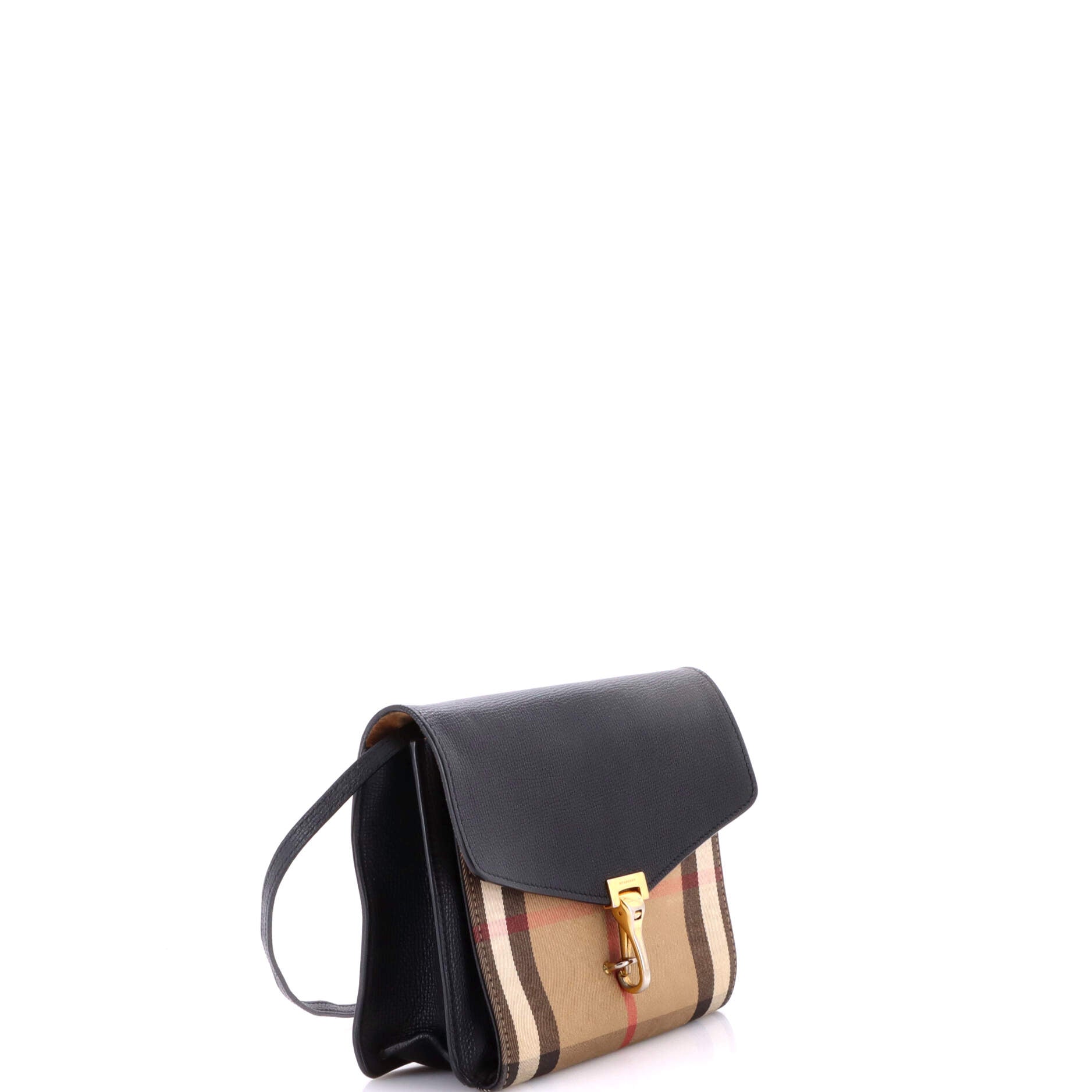 Macken Crossbody Bag Leather and House Check Canvas Small
