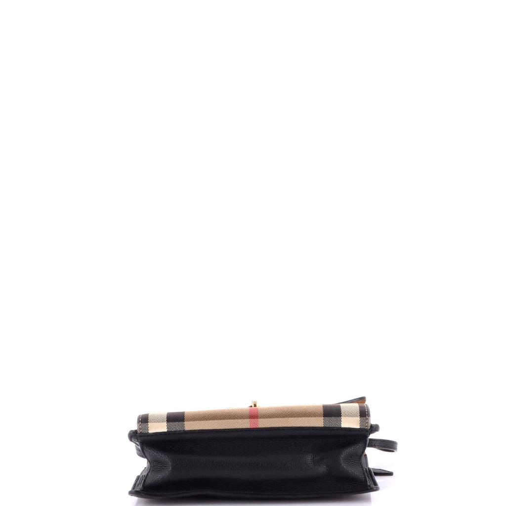 Macken Crossbody Bag Leather and House Check Canvas Small