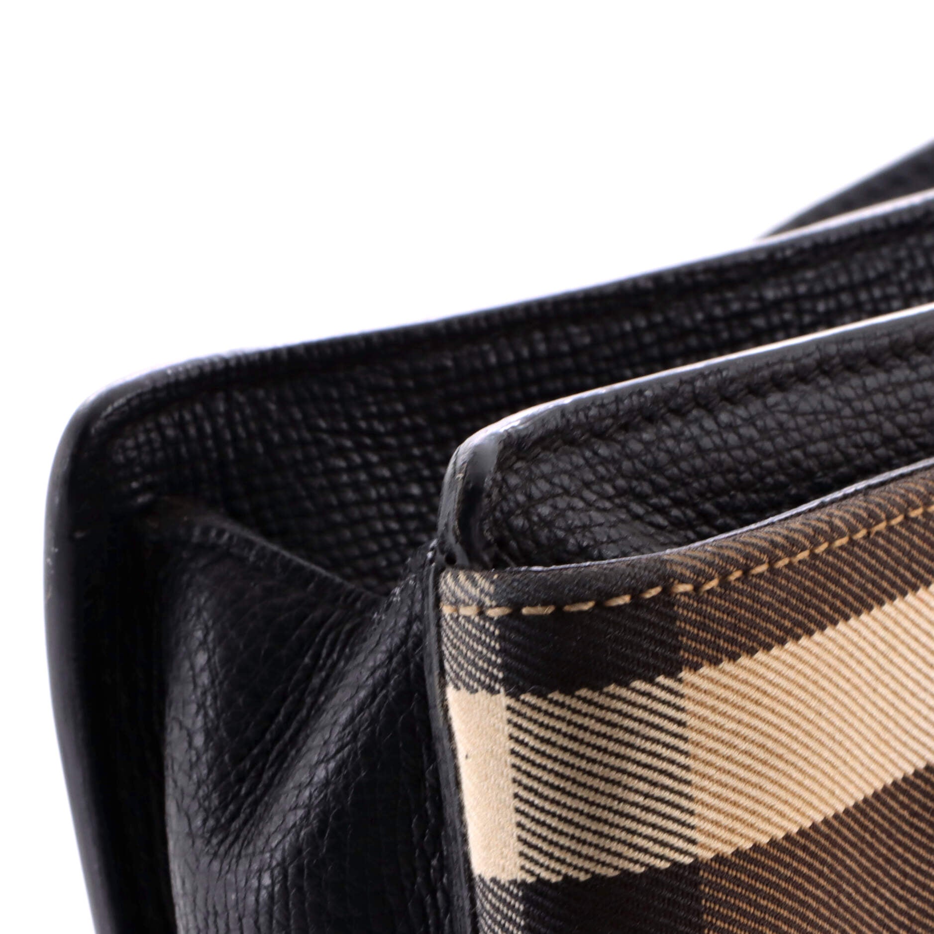Macken Crossbody Bag Leather and House Check Canvas Small
