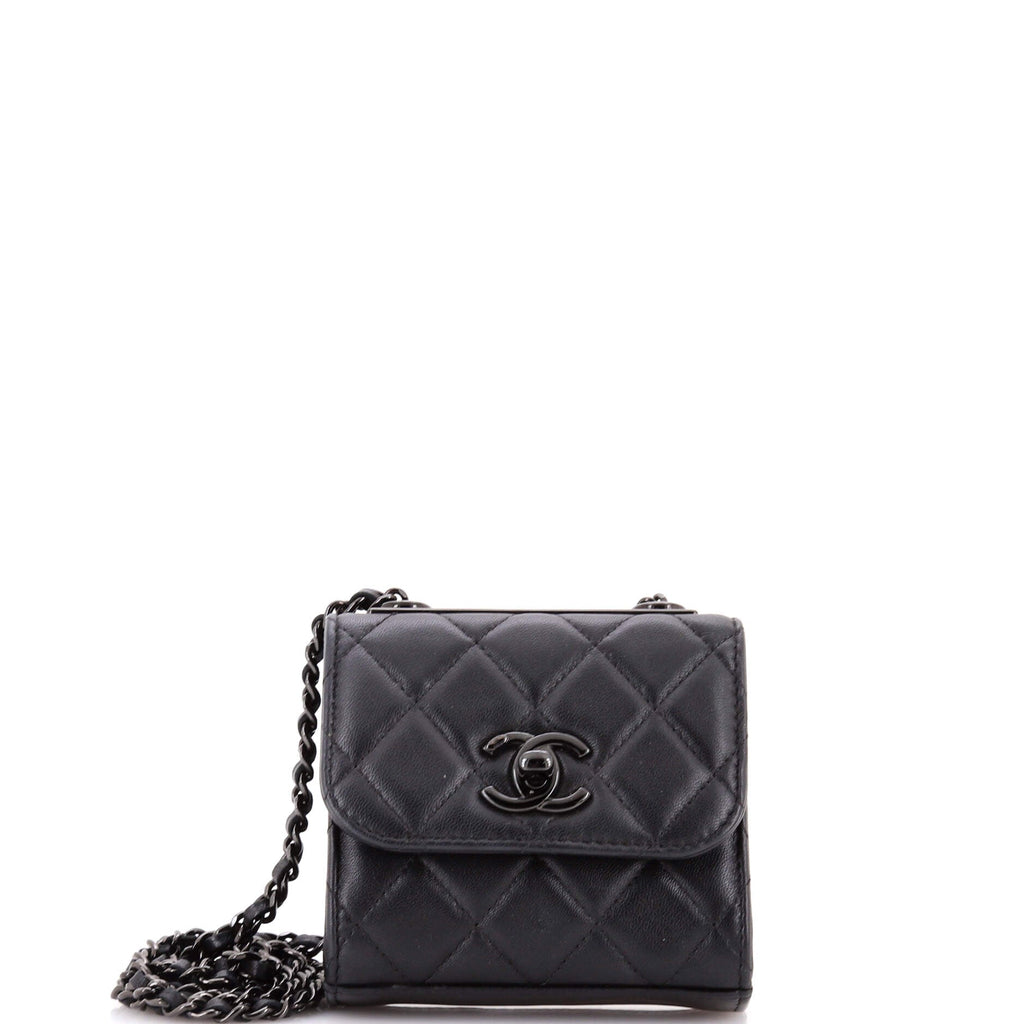 So Black Trendy CC Clutch with Chain Quilted Lambskin Small