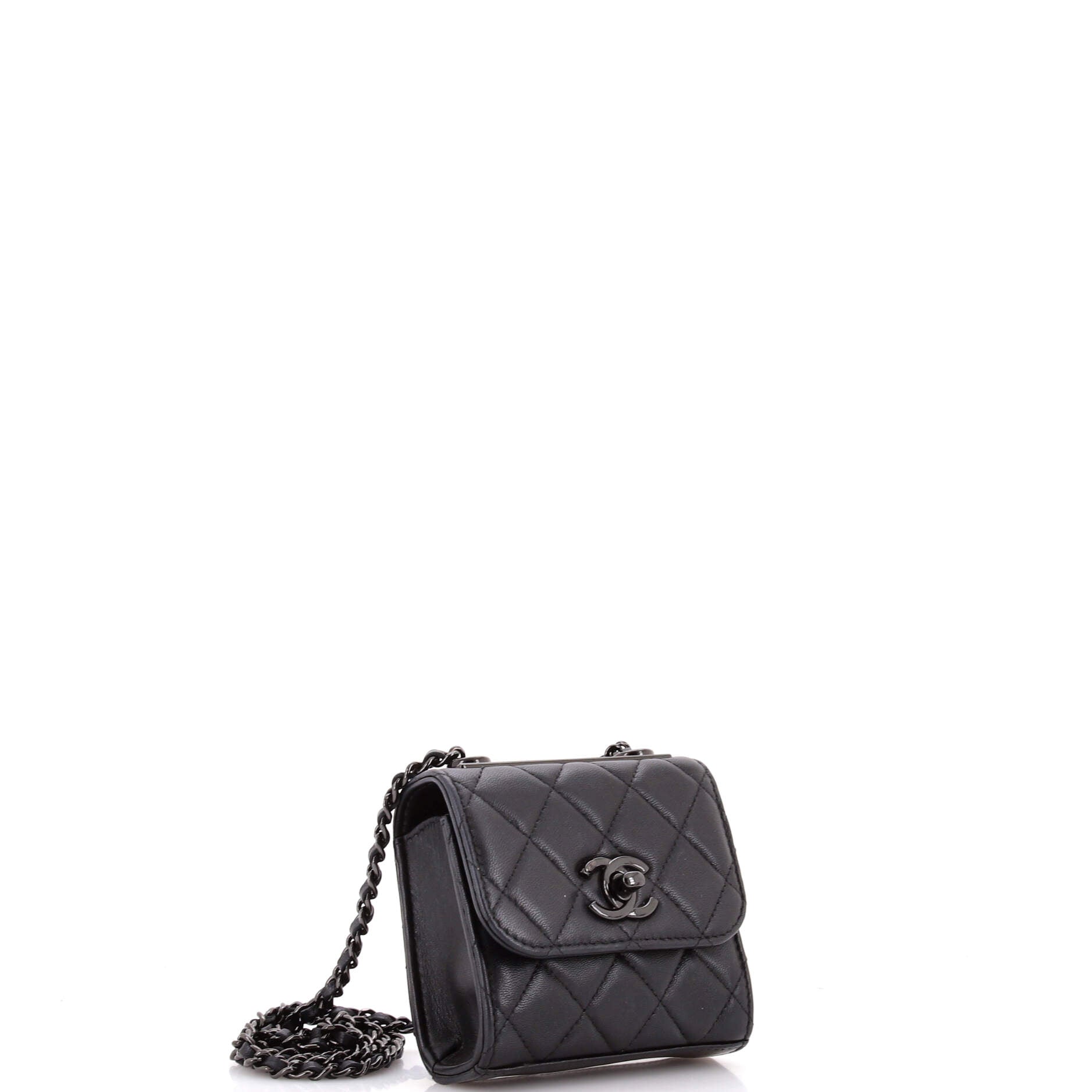 So Black Trendy CC Clutch with Chain Quilted Lambskin Small