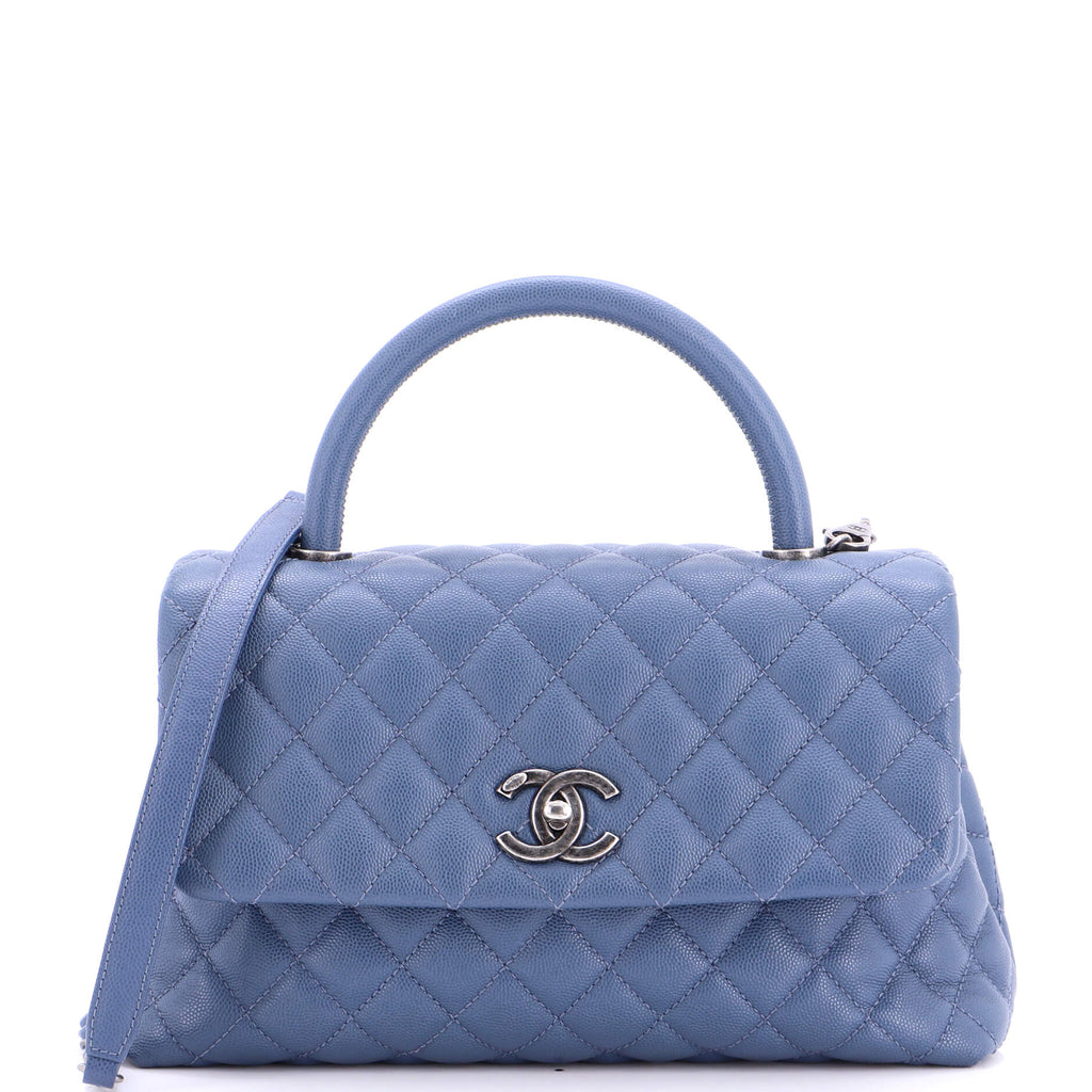 Coco Top Handle Bag Quilted Caviar Small