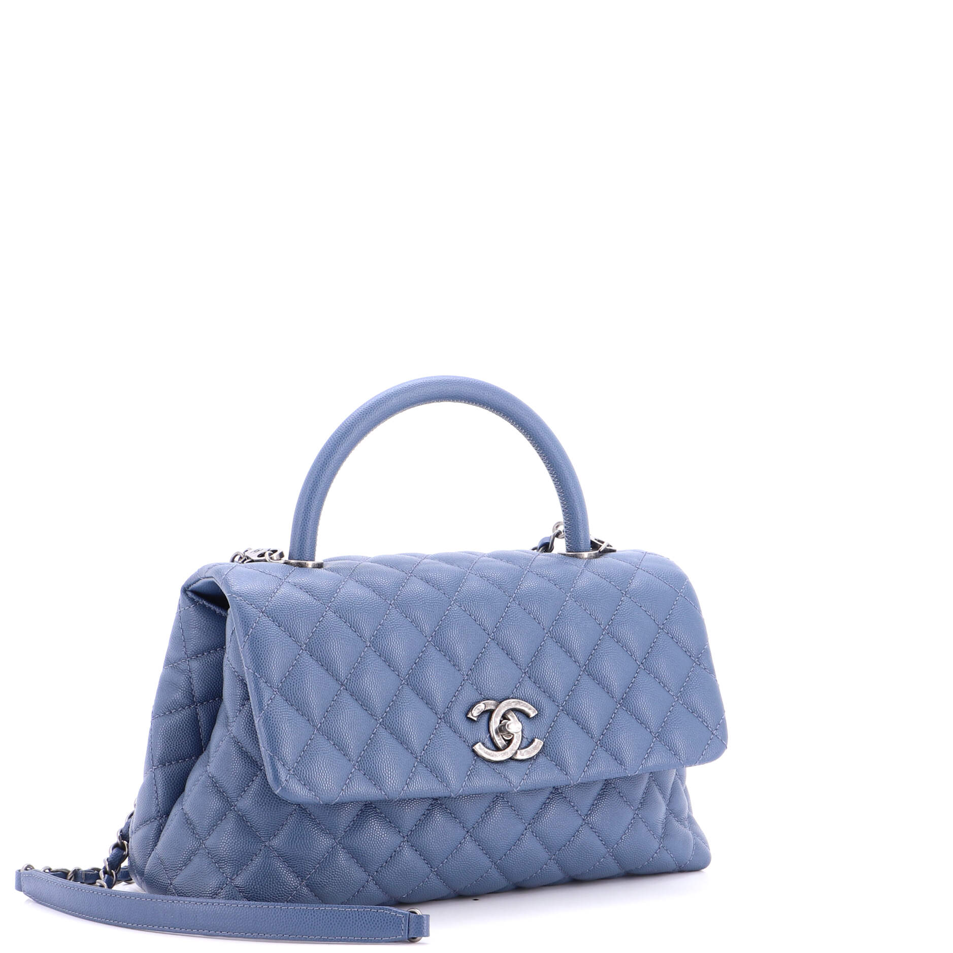 Coco Top Handle Bag Quilted Caviar Small