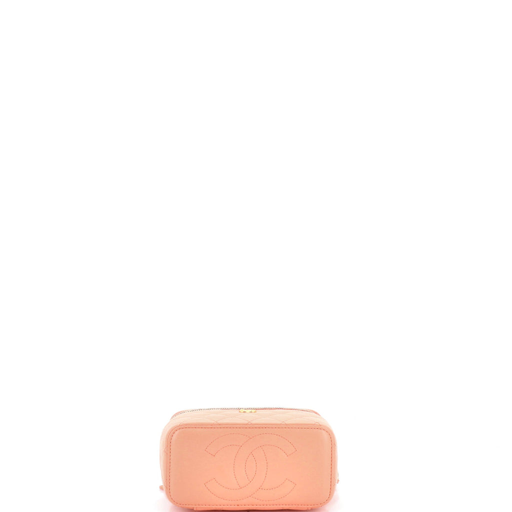 Pearl Crush Vanity Case with Chain Quilted Lambskin Small