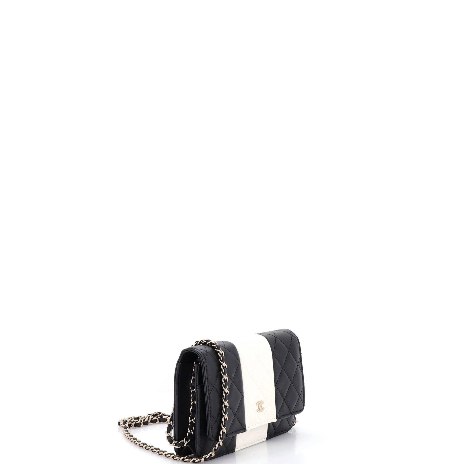 Bicolor Two Tone Wallet on Chain Quilted Lambskin