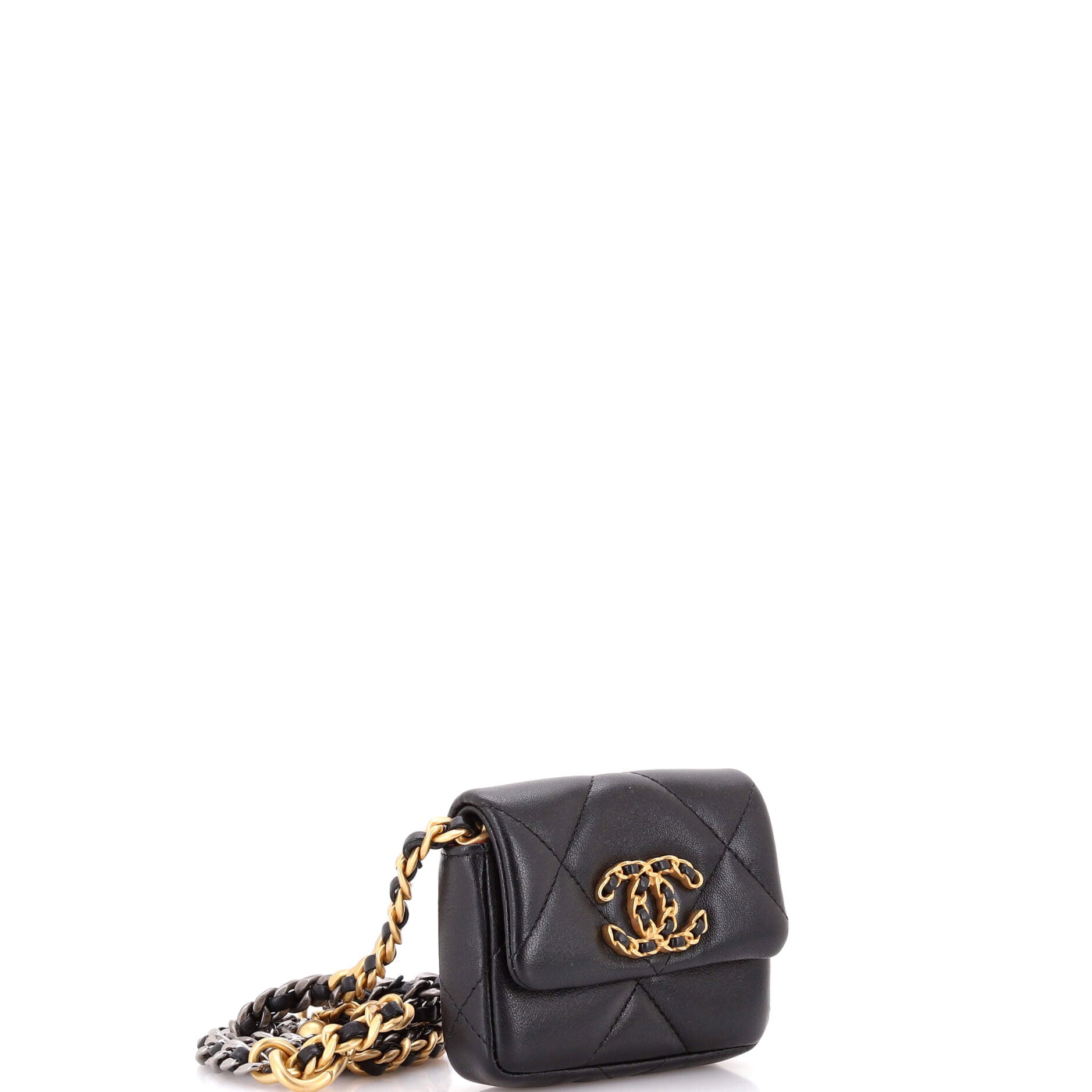 19 Convertible Flap Coin Purse With Chain Quilted Lambskin