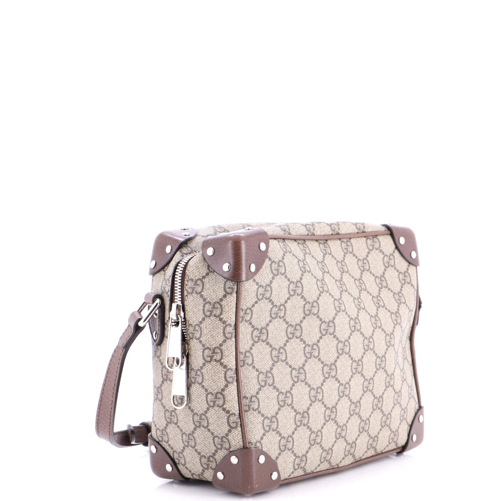 Trunk Shoulder Bag GG Coated Canvas with Studded Leather