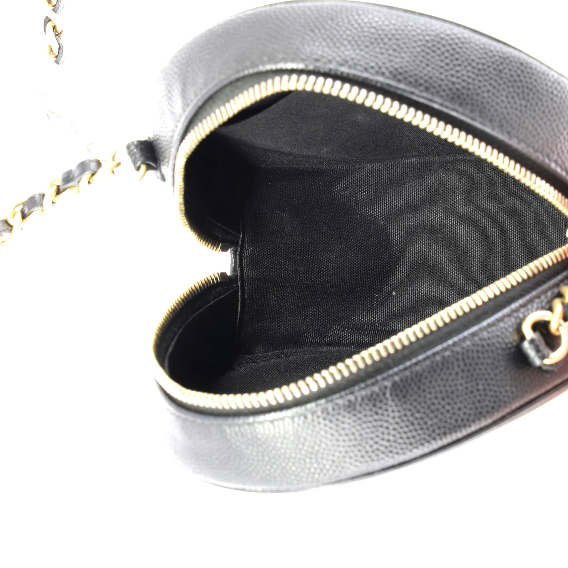 Filigree Round Clutch with Chain Quilted Caviar Mini