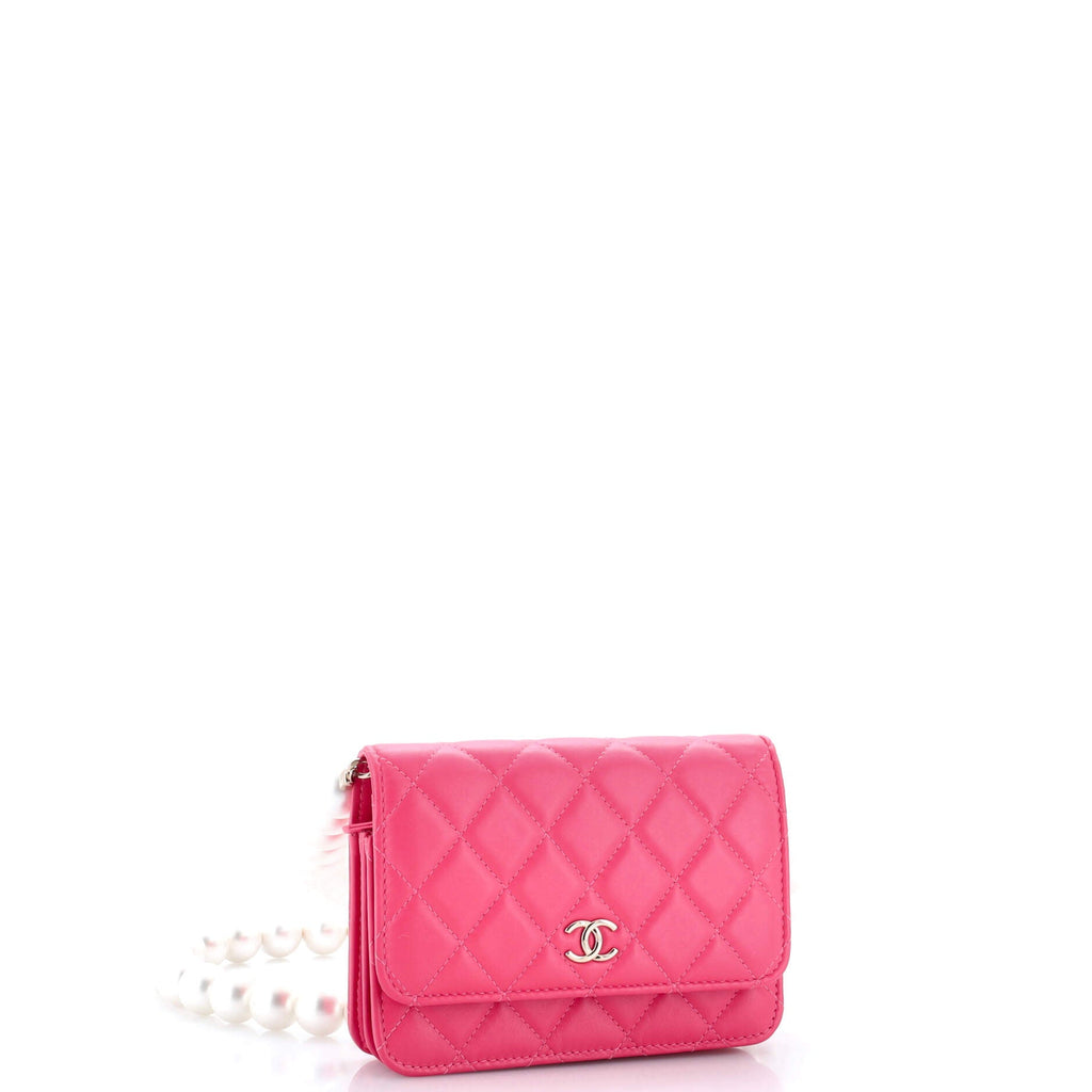 Pearl Strap CC Wallet on Chain Quilted Calfskin Mini