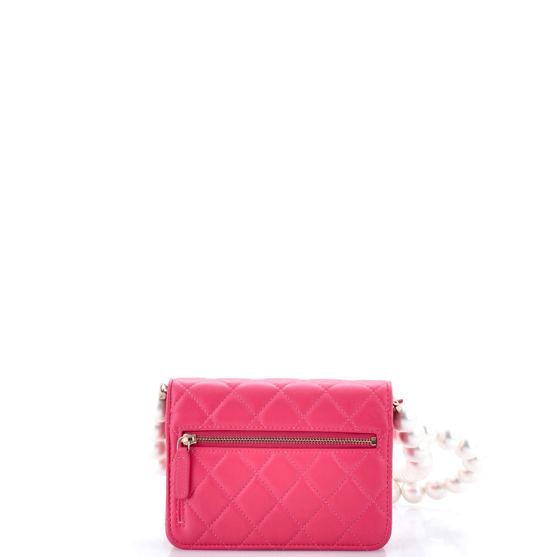 Pearl Strap CC Wallet on Chain Quilted Calfskin Mini