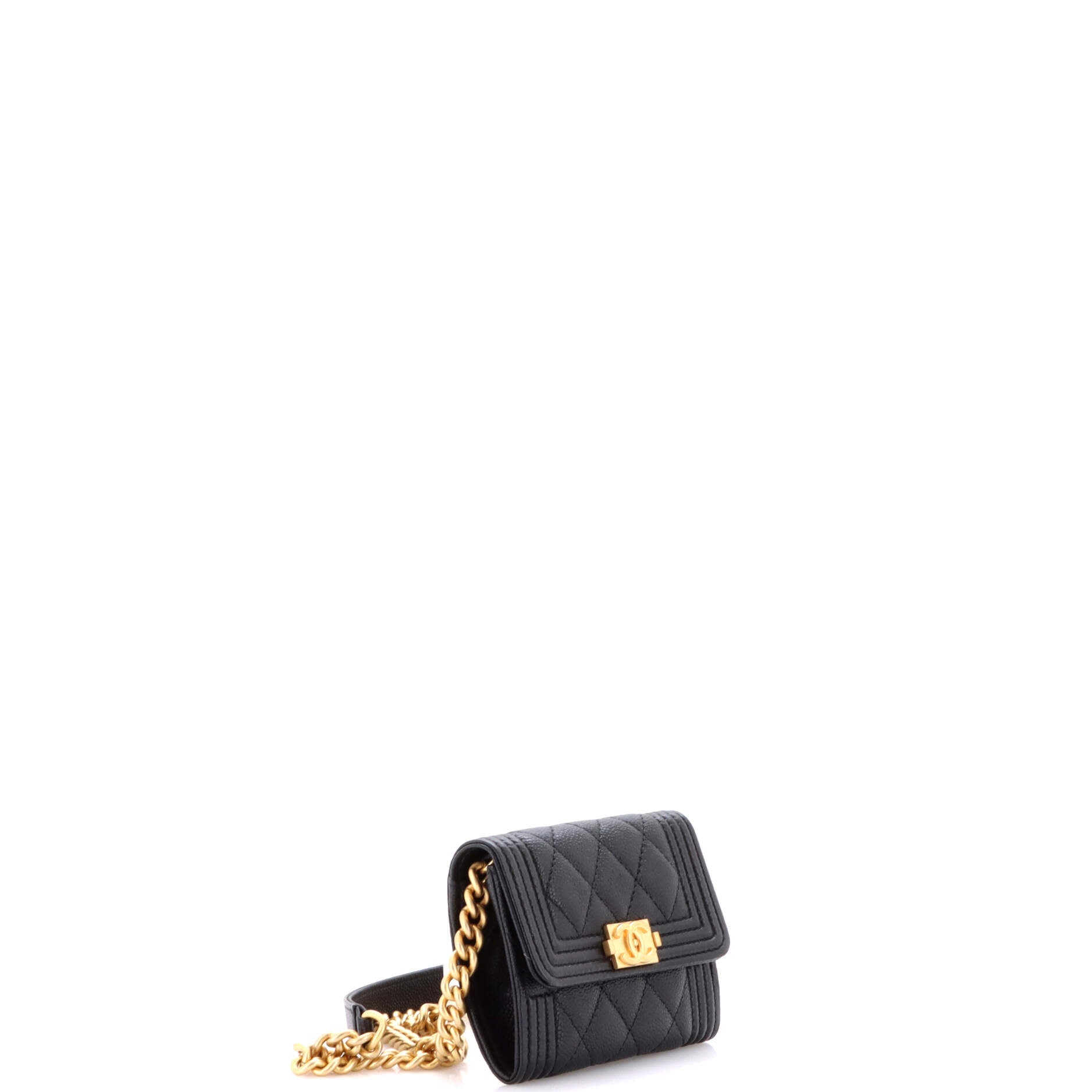 Boy Coin Purse with Chain Quilted Caviar Mini