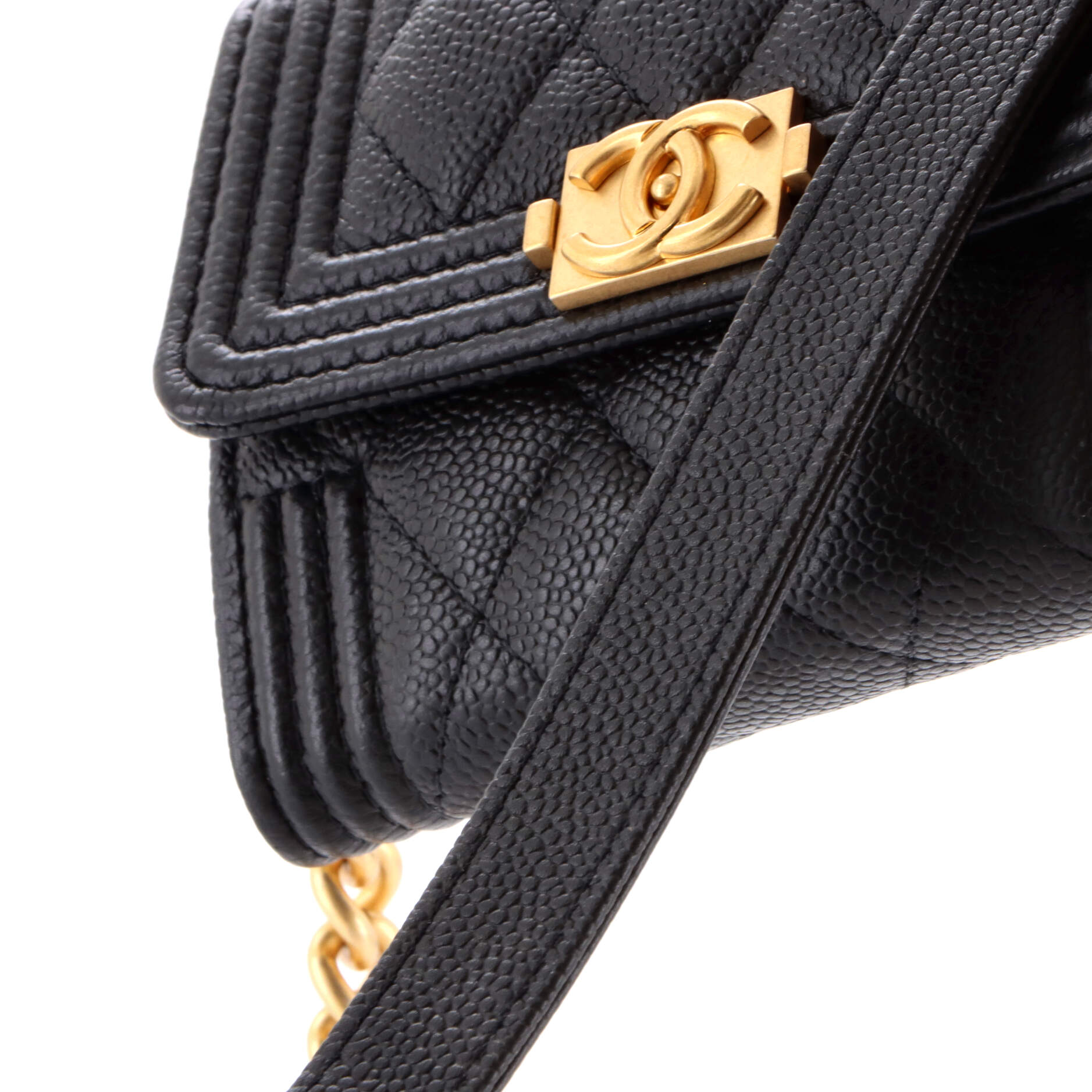 Boy Coin Purse with Chain Quilted Caviar Mini