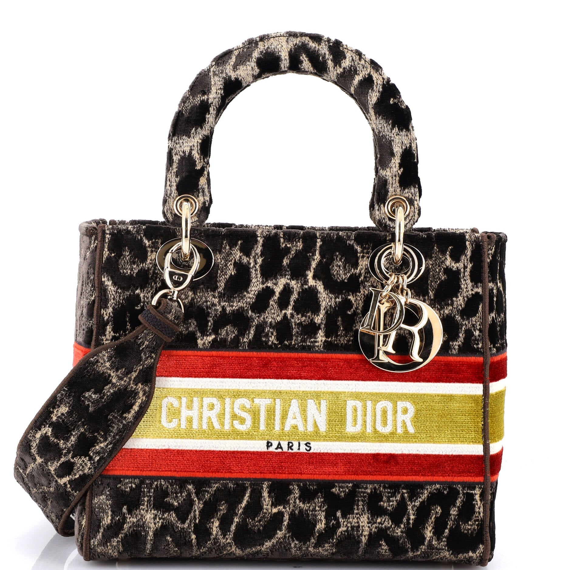 Lady D-Lite Bag Mizza Embroidered Velvet Medium