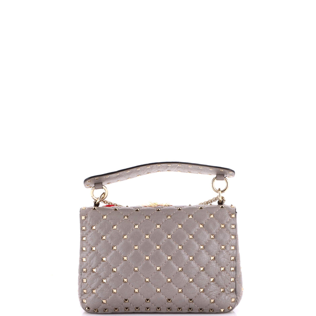 Rockstud Spike Flap Bag Sequin Embellished Quilted Leather Medium