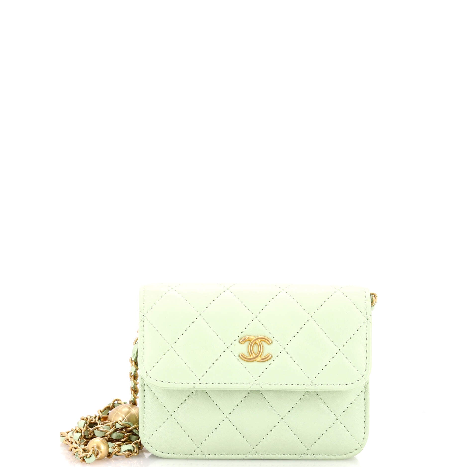 Pearl Crush Flap Clutch with Chain Quilted Lambskin Mini