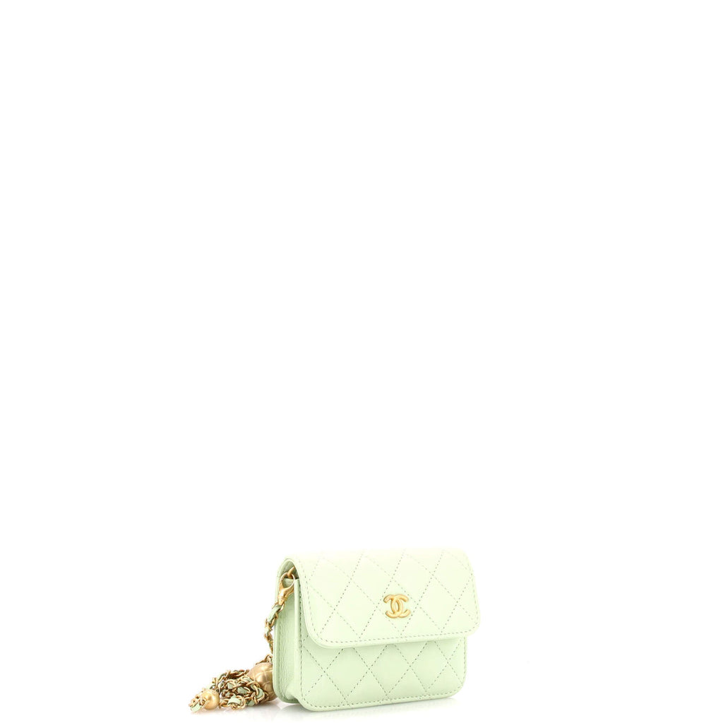 Pearl Crush Flap Clutch with Chain Quilted Lambskin Mini