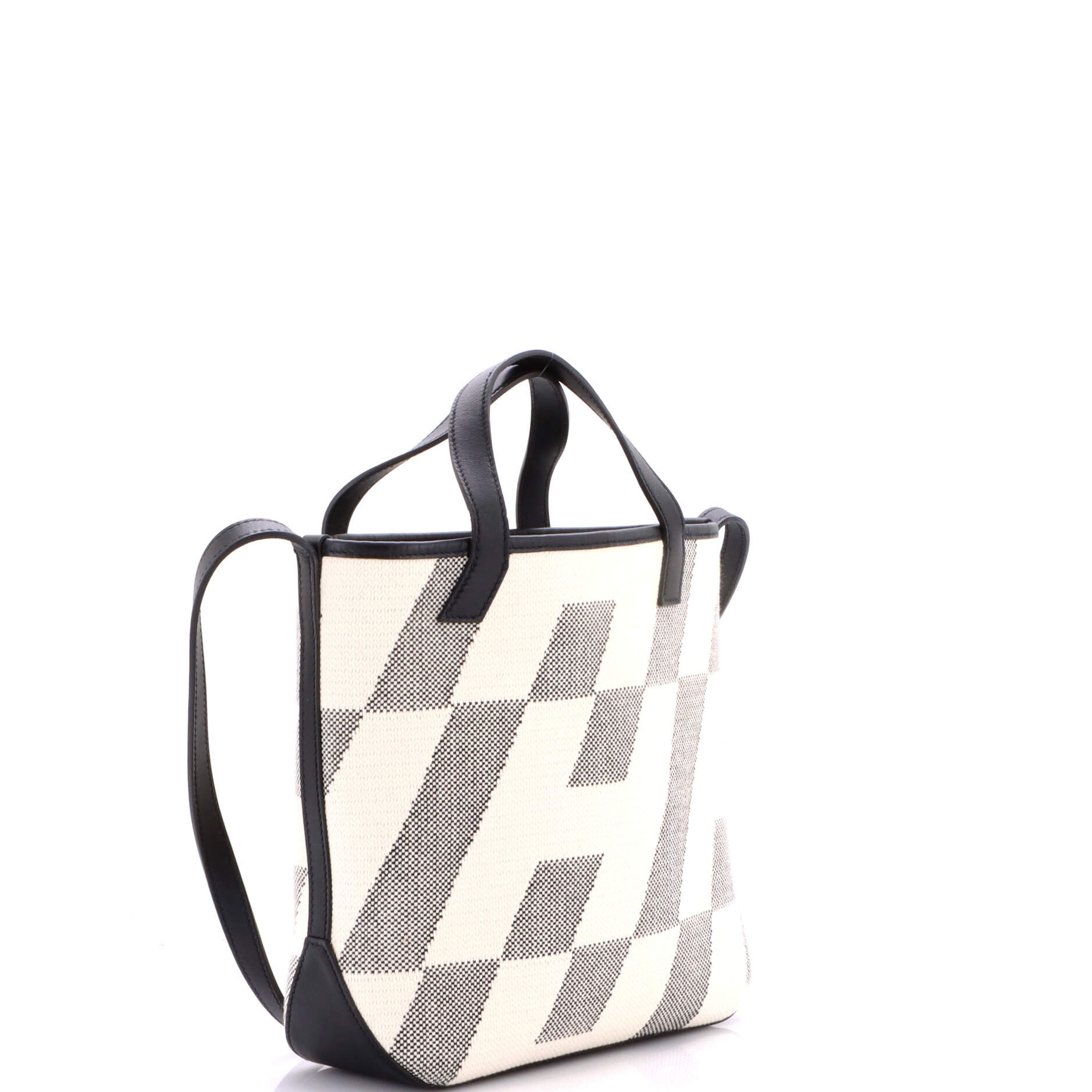 Cabas H en Biais Tote Canvas with Leather 27