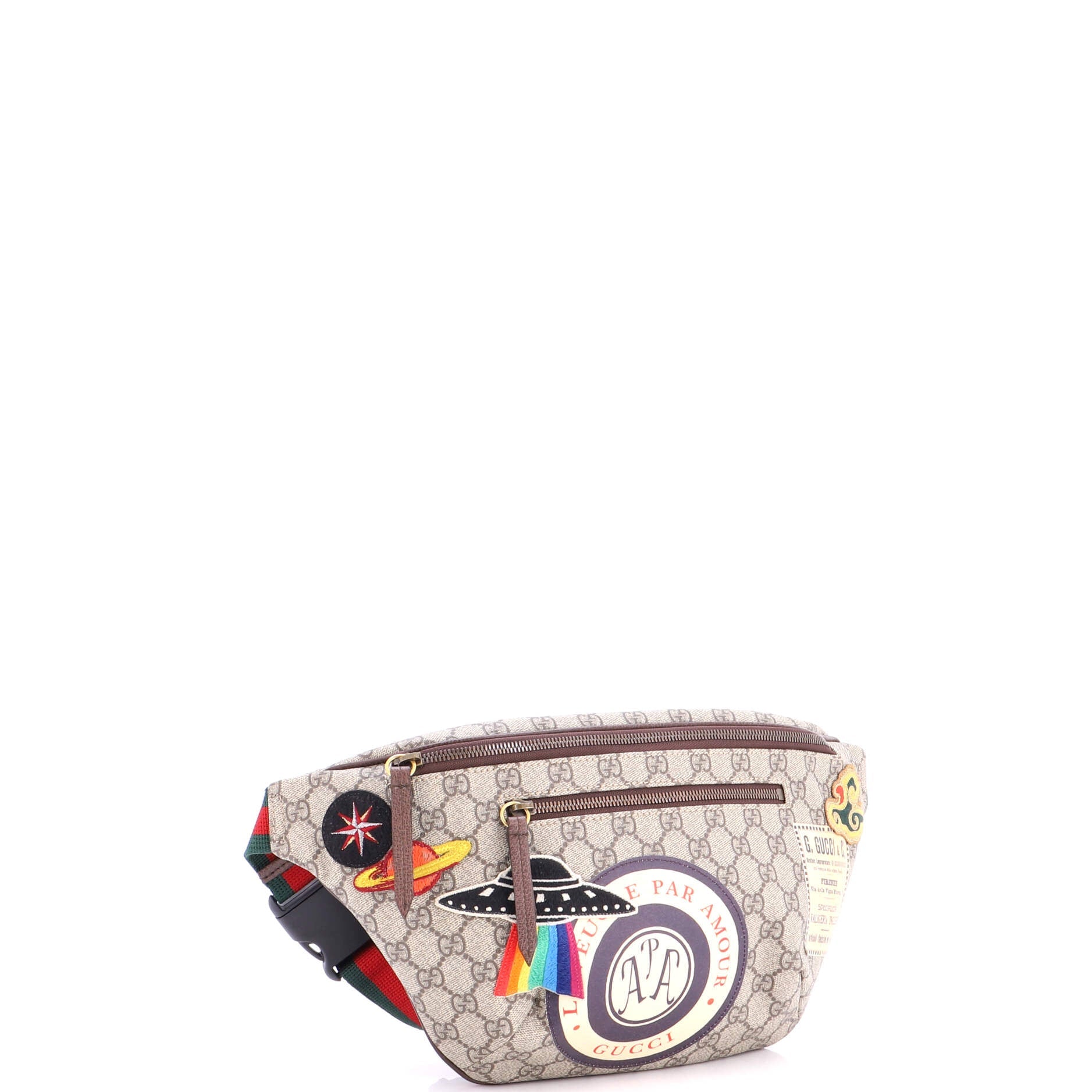 Courrier Zip Belt Bag GG Coated Canvas with Applique