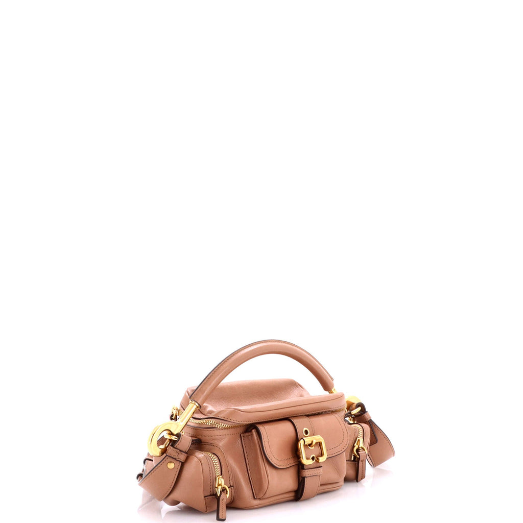 Buckle Zip Camera Bag Leather Small