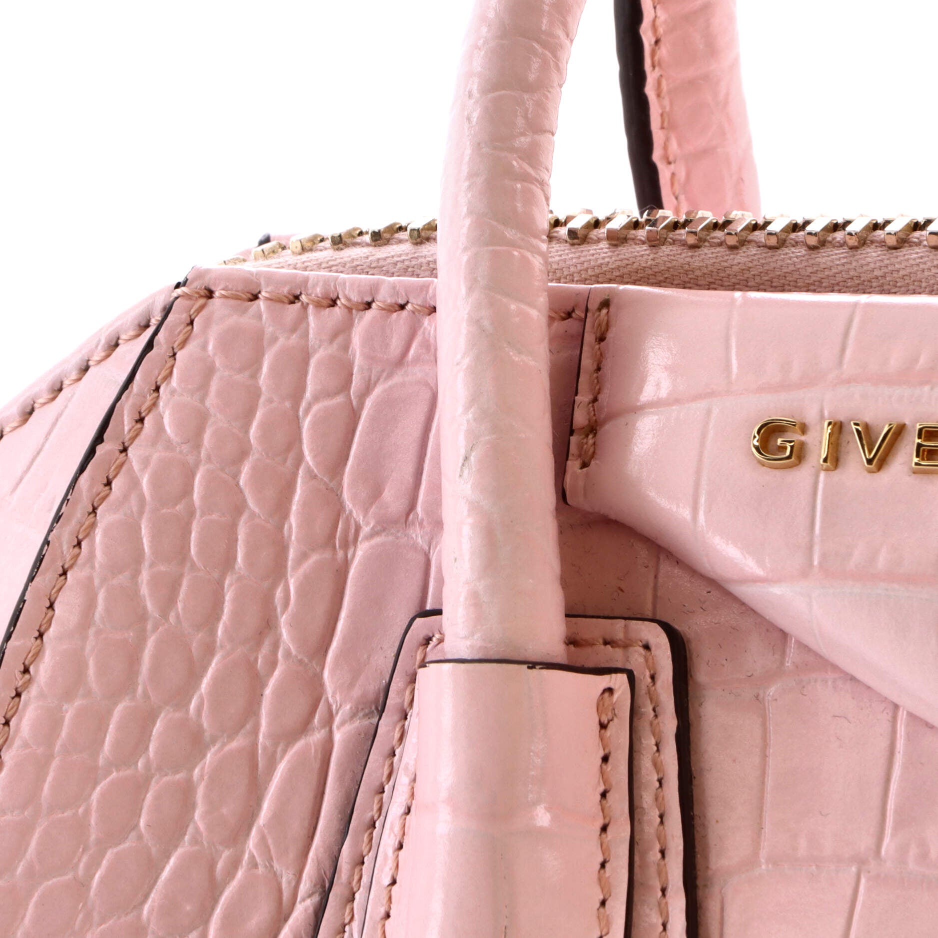 Antigona Bag Crocodile Embossed Leather Mini
