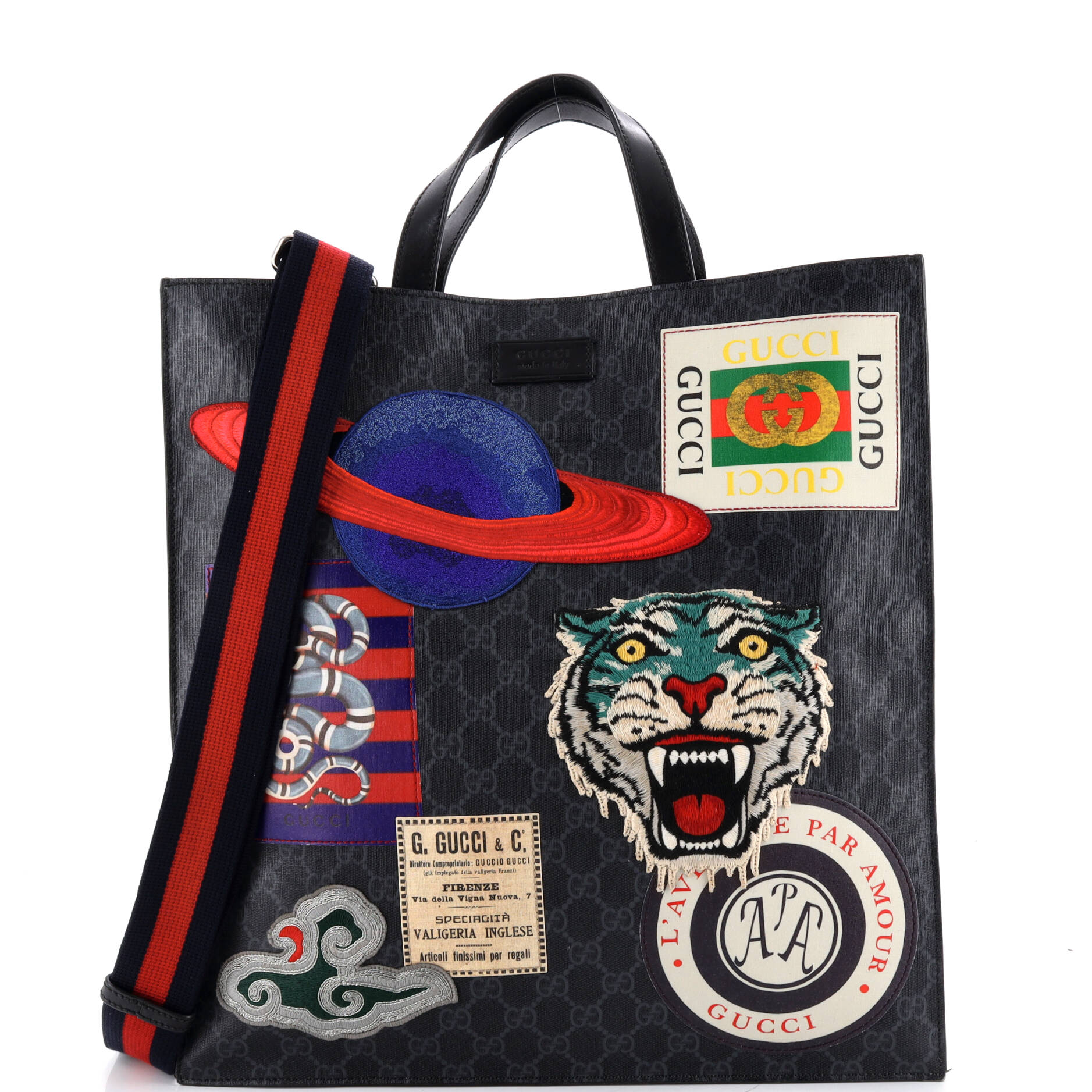Courrier Convertible Soft Open Tote GG Coated Canvas with Applique North South