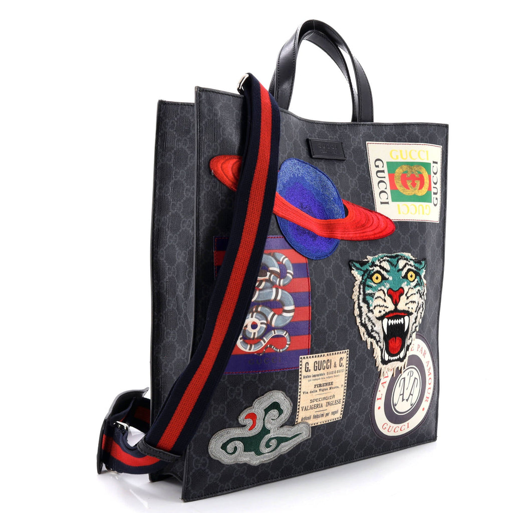 Courrier Convertible Soft Open Tote GG Coated Canvas with Applique North South