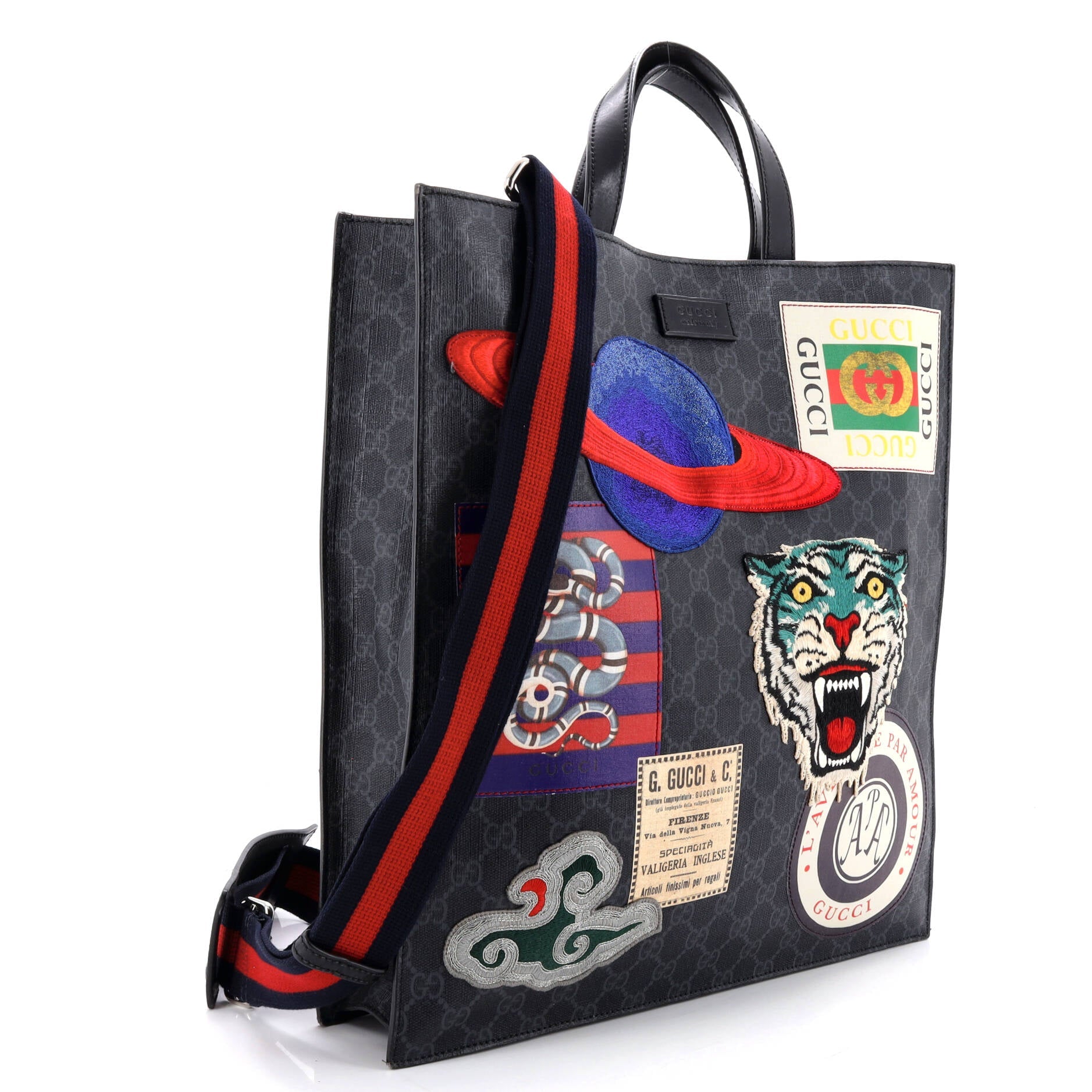Courrier Convertible Soft Open Tote GG Coated Canvas with Applique North South