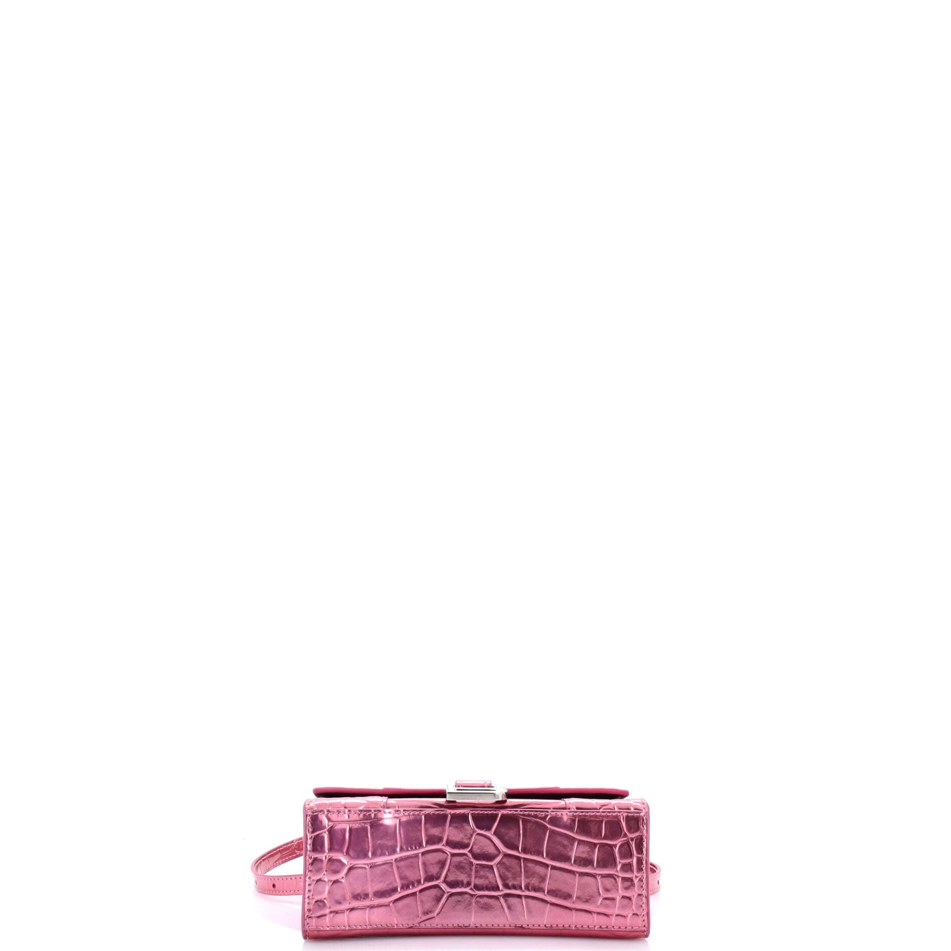 Hourglass Top Handle Bag Crocodile Embossed Leather XS