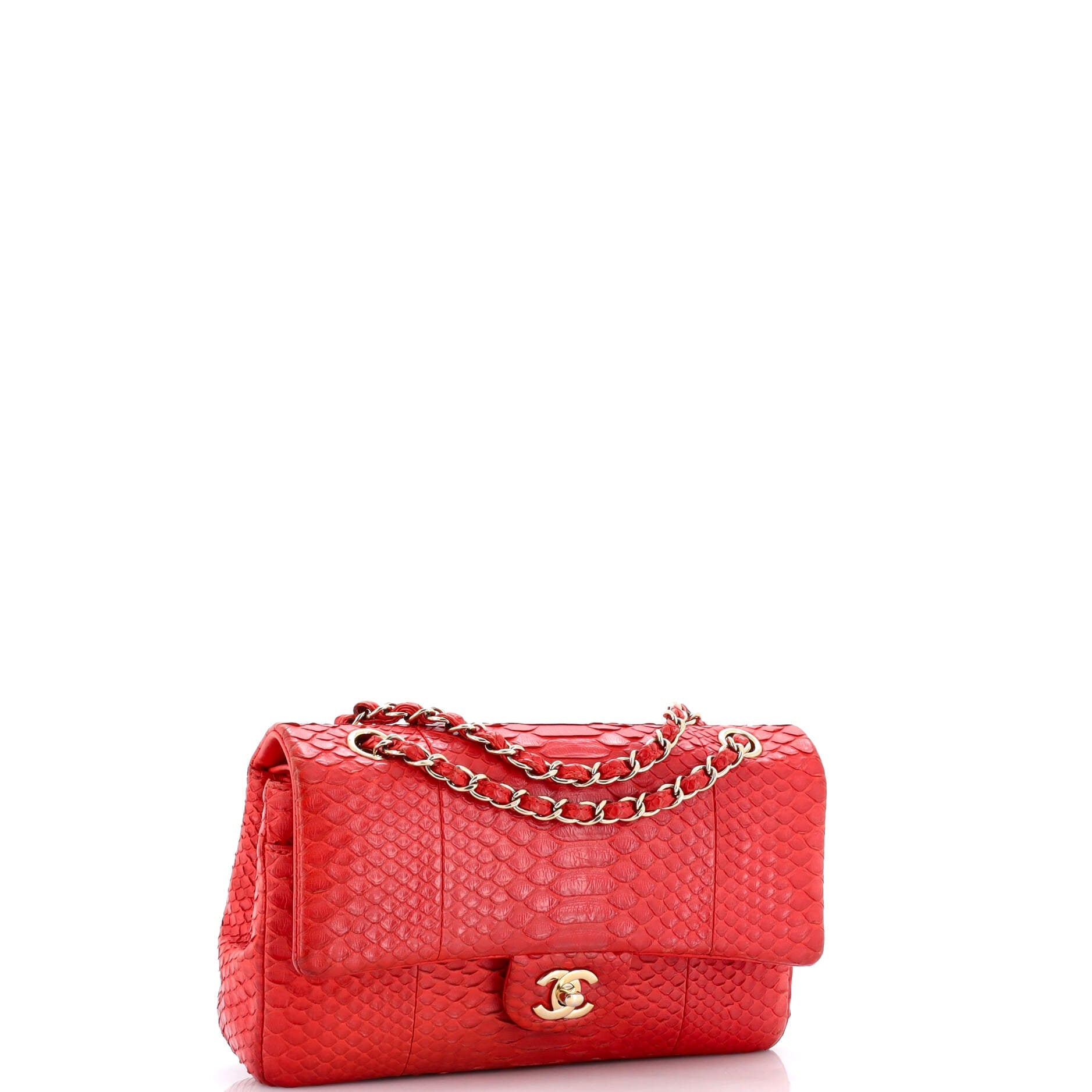 Classic Double Flap Bag Python Medium