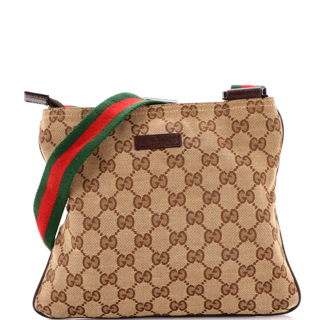 Web Strap Zip Messenger Bag GG Canvas Small