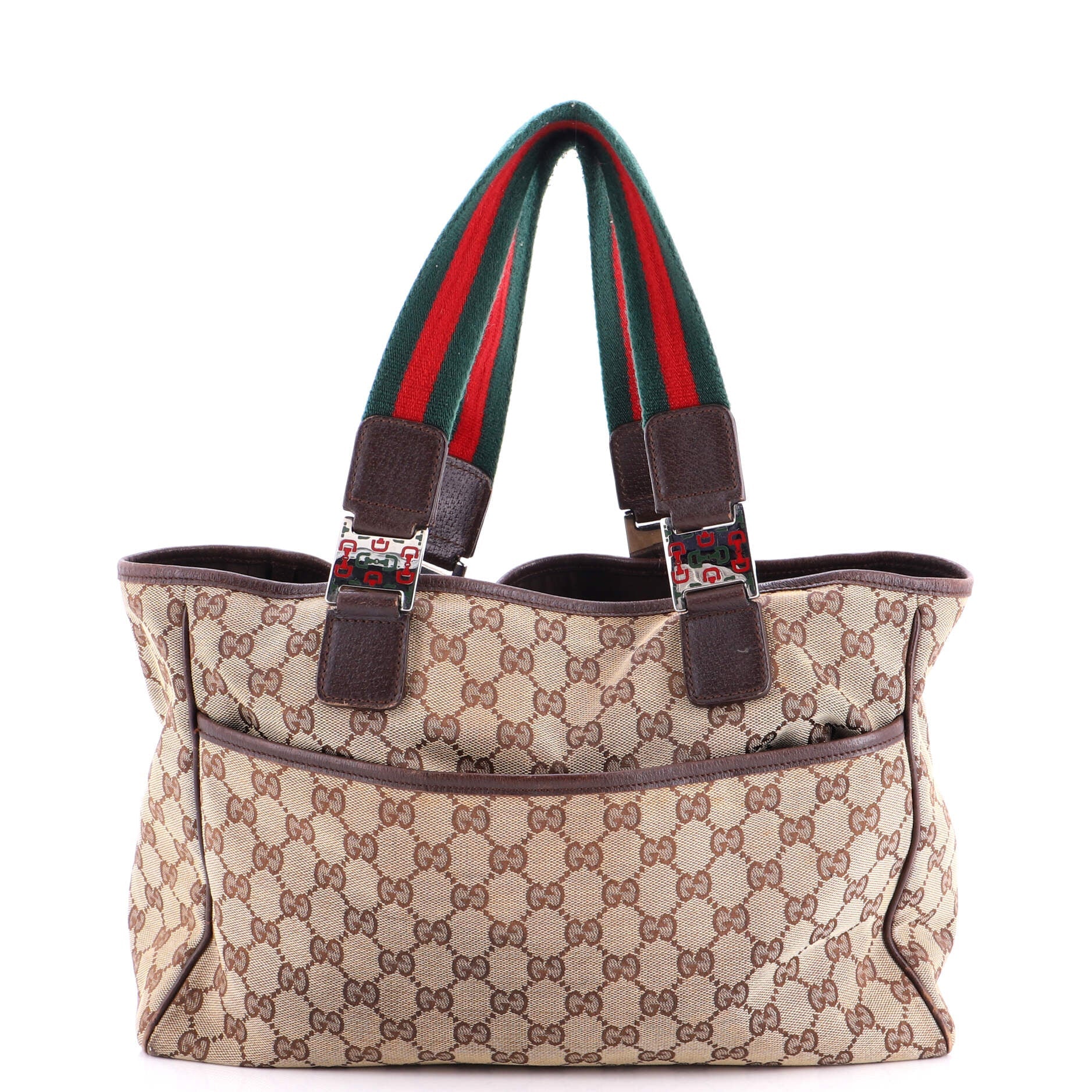 Web Handle Buckle Tote GG Canvas Large