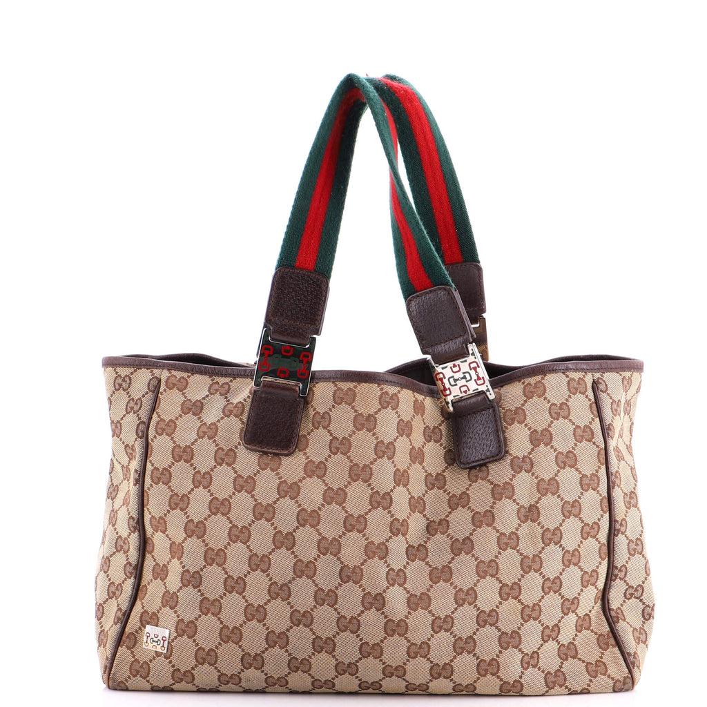 Web Handle Buckle Tote GG Canvas Large