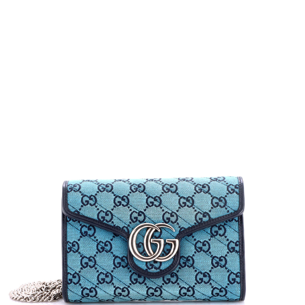 GG Marmont Chain Wallet Diagonal Quilted GG Canvas Mini